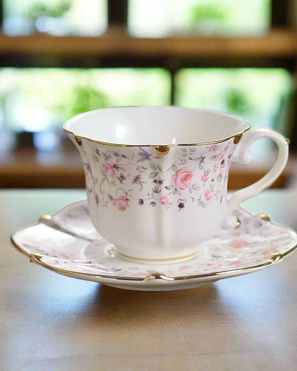 Timeless Vintage Charm: 200ml Elegant Ceramic Coffee Cup & Saucer Set for Sophisticated Tea Moments