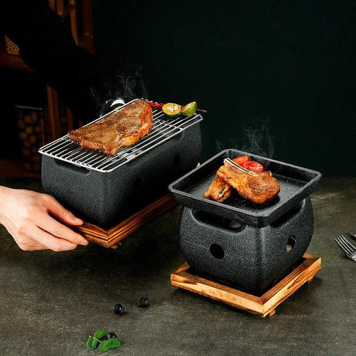 Japanese Charcoal Grill & Tea Infuser Set with Korean BBQ Plate - Ultimate Outdoor Cooking Delight