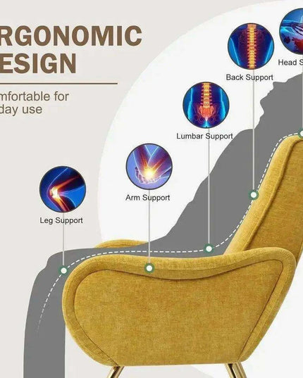 Elegant Chenille Lounge Chair with Gold Accents - Sophisticated Seating for Any Space