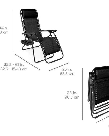 Luxury Zero Gravity Lounge Chairs Set with Accessories in Elegant Black