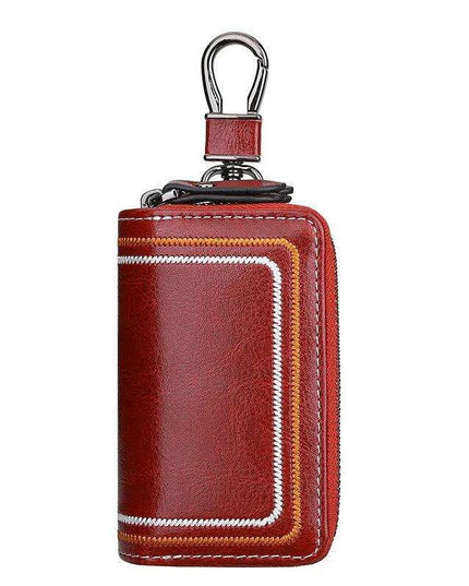 Sophisticated Dual-Pocket Genuine Leather Key Holder