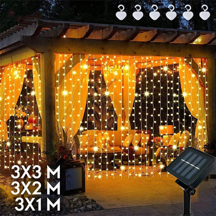 Solar LED Curtain Fairy Lights – Waterproof & Auto Dusk-to-Dawn