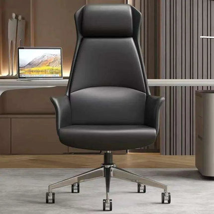Luxury Nordic-Inspired Executive Leather Office Chair with Swivel and Recline