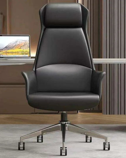 Luxury Nordic-Inspired Executive Leather Office Chair with Swivel and Recline