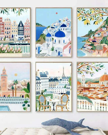 Coastal Elegance: Italian-Inspired Canvas Art for Modern Living Spaces