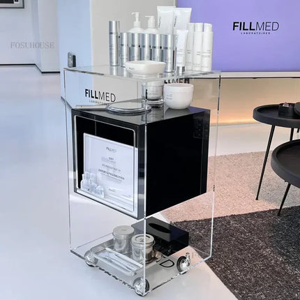 Acrylic Multi-Layer Beauty Salon Tool Trolley — 8-Colour Rolling Cart