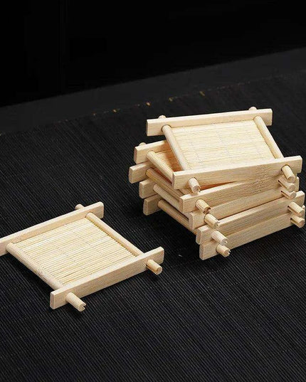 Set of 6 Stylish Natural Bamboo Square Coasters for Elegant Tea and Dessert Serving