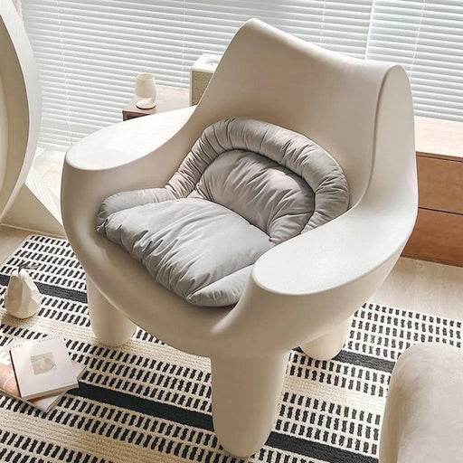 Cream Style Nordic Embrace Chair with Genuine Leather Cover