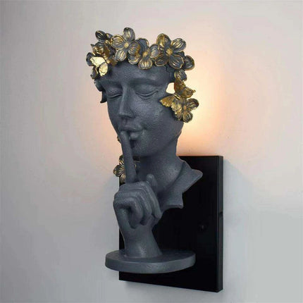 Nordic Girl Artistic LED Resin Wall Light - Vintage Home Accent
