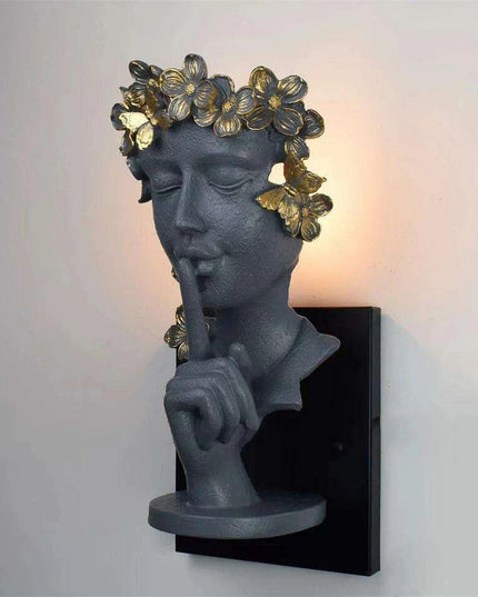 Nordic Girl Artistic LED Resin Wall Light - Vintage Home Accent