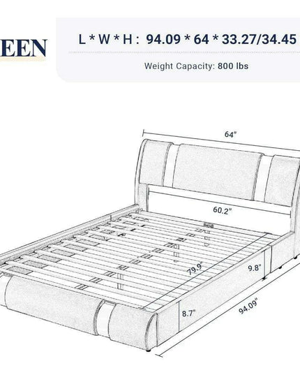 Elegant Leatherette Platform Bed with Customizable Headboard and Sturdy Support Slats