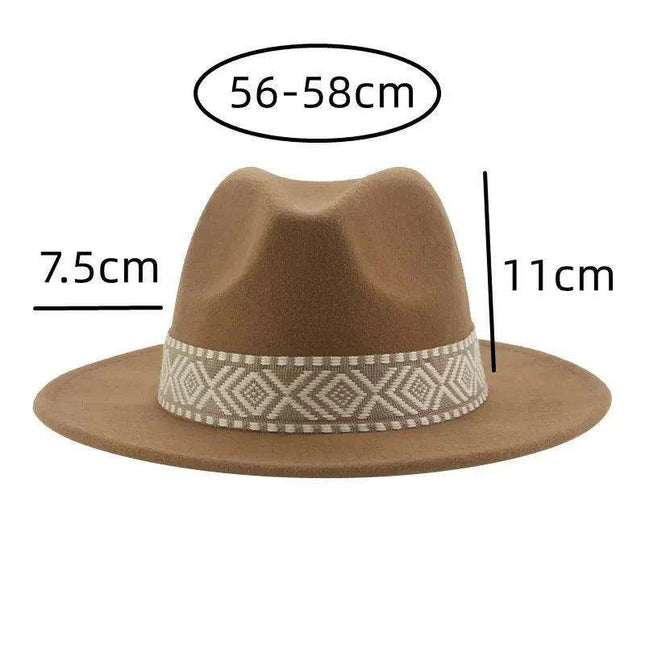 Versatile Unisex Panama Cowboy Hat - Wide Brim Fedora in Classic Camel, Black, and White Felt Options