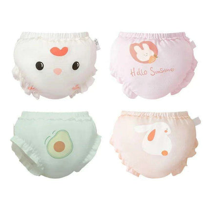 4-Pack Soft Cotton Cartoon Underwear for Baby Girls, Breathable Kids Panties for Ages 1.5-5 Years