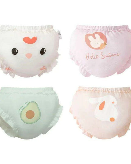 4-Pack Soft Cotton Cartoon Underwear for Baby Girls, Breathable Kids Panties for Ages 1.5-5 Years