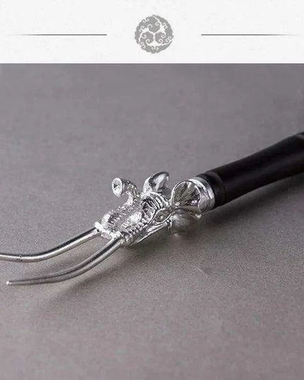 Elegant Japanese Copper Teapot Set with Silver Fork and Iron Stand