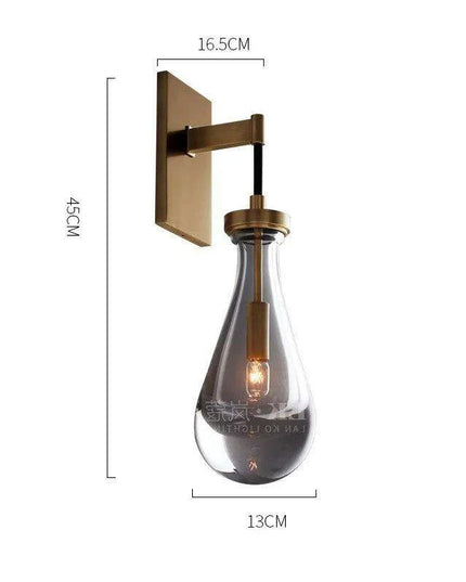 Luxurious Copper Finish Crystal Water Droplet LED Wall Light - Nordic Modern Design