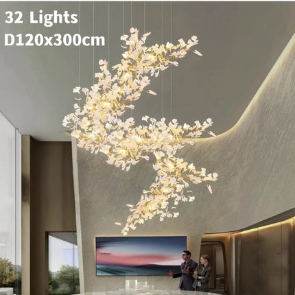 Ginkgo Leaf Combination Chandelier - Loft & Staircase