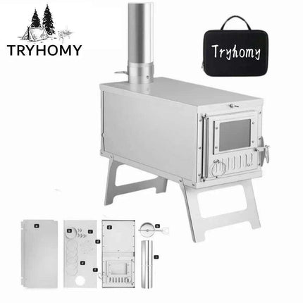 Compact Ultralight Stainless Steel Outdoor Wood Stove with Advanced Smoke Control System