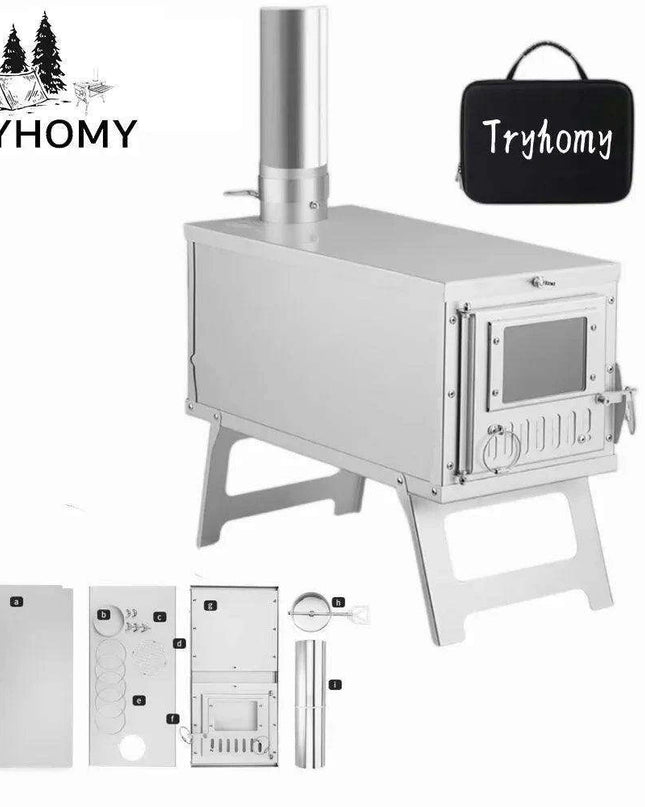 Compact Ultralight Stainless Steel Outdoor Wood Stove with Advanced Smoke Control System