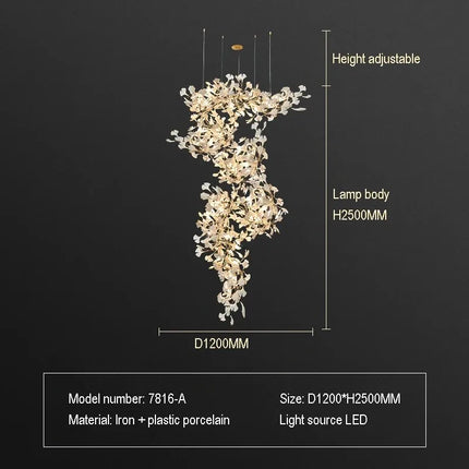 Ginkgo Leaf Combination Chandelier - Loft & Staircase