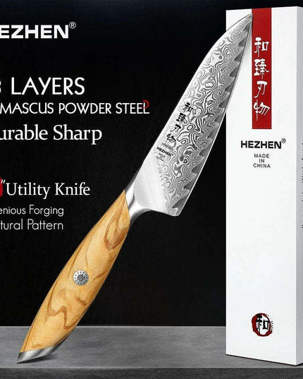 Luxury 73-Layer Damascus Steel Chef's Knife Set with Olive Wood Handles - Ideal for Gifting