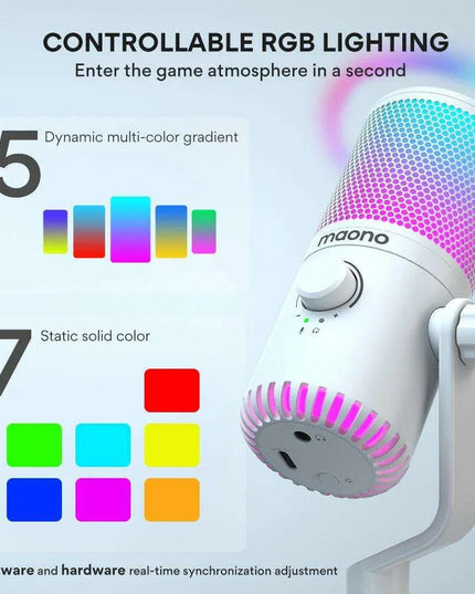 Dynamic RGB Gaming Microphone with Adjustable Sound Control for Enhanced Audio Experience