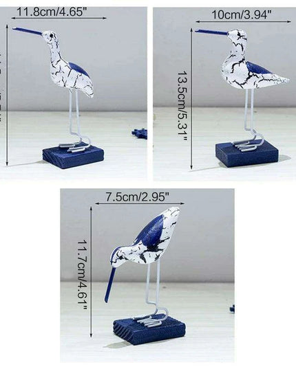 Set of Three Exquisite Wooden Seagulls for Nautical Home Decoration