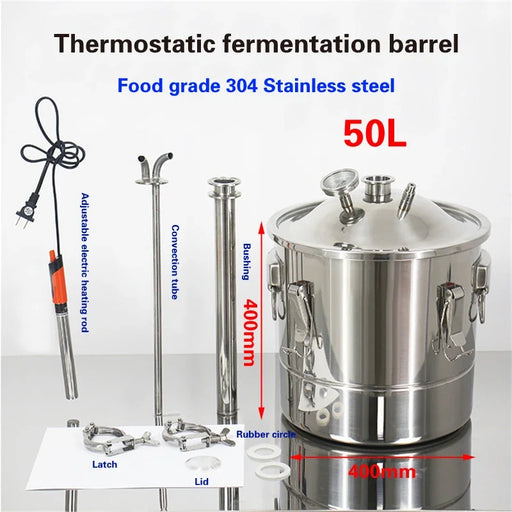 Premium Stainless Steel Fermentation Barrel with Temperature Control for Wine and Beer Enthusiasts