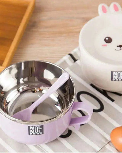 Adorable Double-Layer Noodle Bowl with Playful Rabbit Design - A Must-Have for Fun Dining Experiences!
