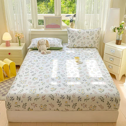 Housewear Cotton Fitted Sheet - Soft, Comfortable, Elastic Band, Print