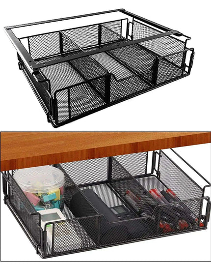 Under-Desk Hidden Storage Drawer with Large Capacity Organizer