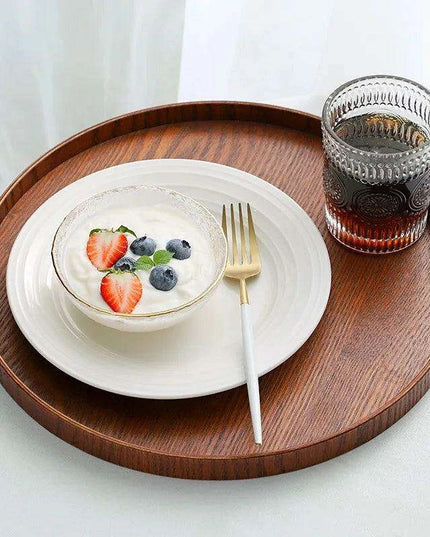 Elegant Japanese Wooden Serving Tray Set for Tea, Desserts, and More