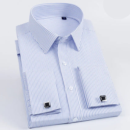 French Cuff Striped Dress Shirt — Slim Fit, Long Sleeve