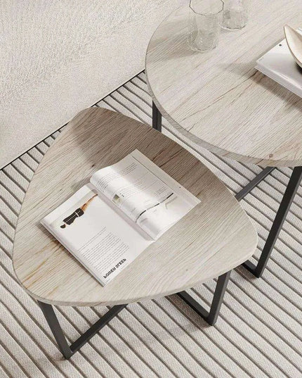 Chic Black Metal Round Nesting Tables Set of 2 with Safety-Crafted Edges for Space Optimization