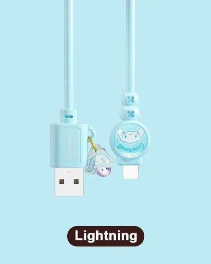 Sanrio Hello Kitty Kuromi Type C Fast Charging Cable - Cinnamoroll Design for iPhone, Huawei, Xiaomi - 100mm Length - TPE + PVC Material - Perfect Gift Boxed