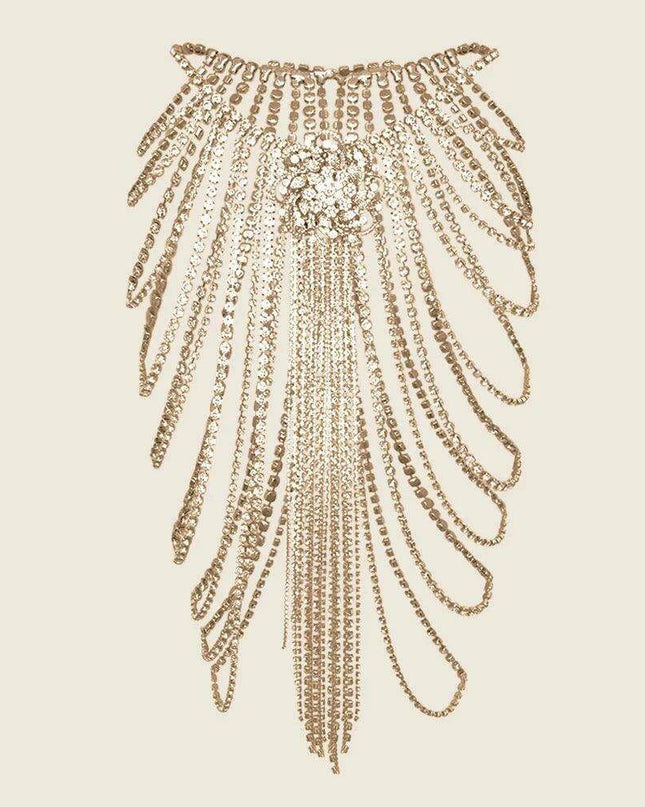 Sparkling Rhinestone Body Chain with Fun Tassel Skirt