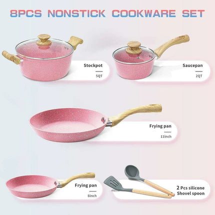 Innerwell Sustainable Nonstick Kitchen Cookware Collection - Essential Set with Frying Pans, Stock Pot & Milk Pot