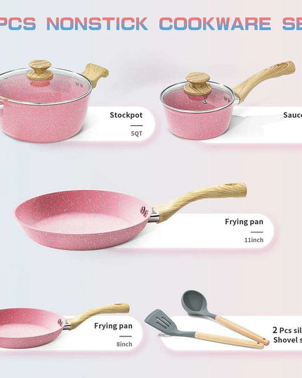 Innerwell Sustainable Nonstick Kitchen Cookware Collection - Essential Set with Frying Pans, Stock Pot & Milk Pot