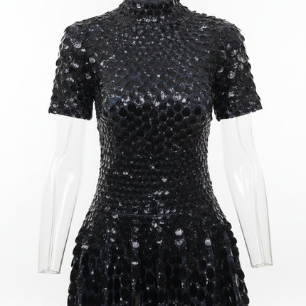 KarolyiDora XXXL Lake Blue Sequins Mini Dress for Nightclub & Dance
