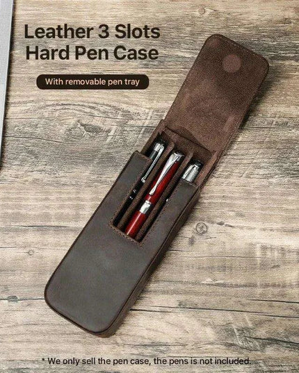 Elegant Genuine Leather Pen Organizer - Stylish Storage for Office and Travel