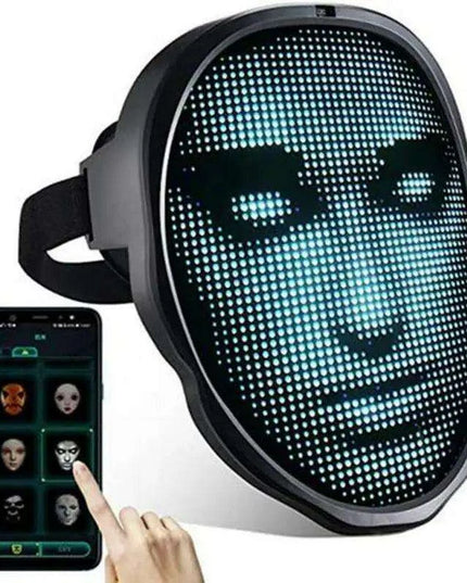 Customizable Bluetooth LED Face Masks - Vibrant Light-Up Accessories for Halloween and Party Fun