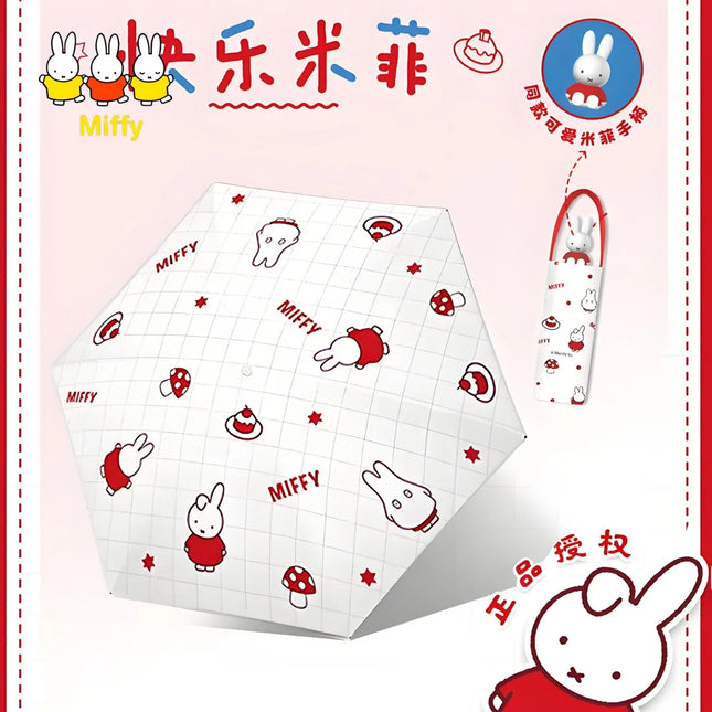 Miffy Rabbit Foldable Umbrella - Portable for Sun & Rain, Vinyl