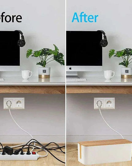 Elegant Wooden Cable Management Box with Enhanced Cooling Features and Versatile Aesthetics