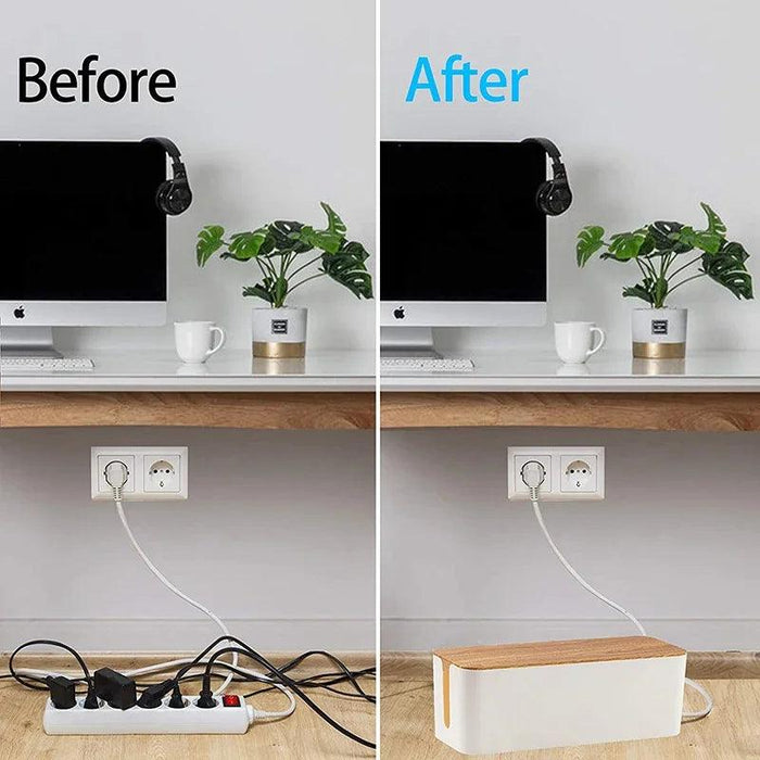 Elegant Wooden Cable Management Box with Enhanced Cooling Features and Versatile Aesthetics