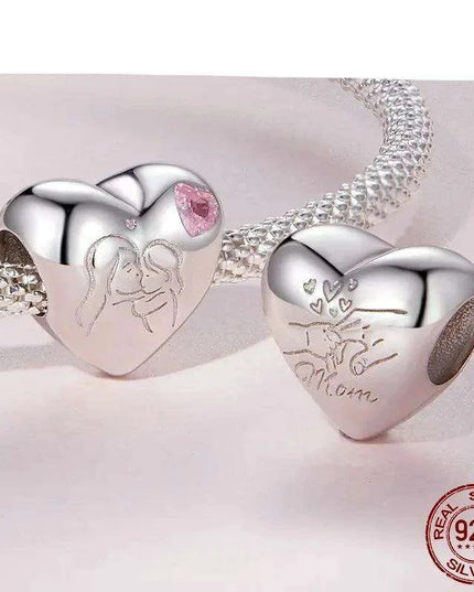 Eternal Bond: 925 Sterling Silver Baby Footprint Heart Charm Pendant