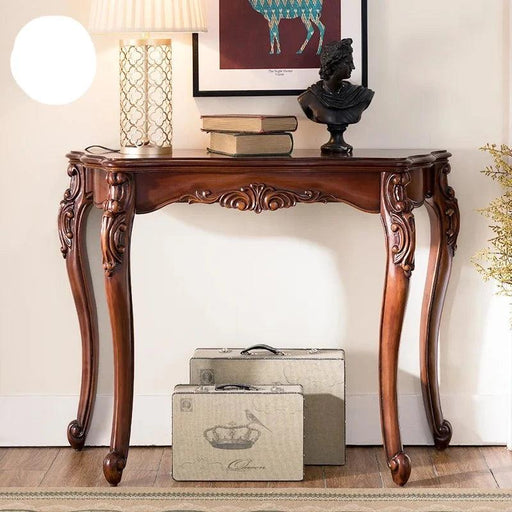 European Style Solid Wood Hallway Console Table - Vintage Elegance and Charm