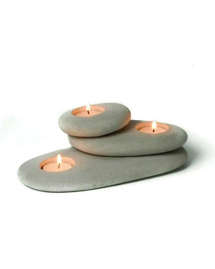 Modern Gray Concrete Candle Holder Trio - Chic Accent for Home Serenity and Gifting
