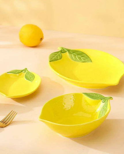 Playful Lemon-Shaped Ceramic Bowl for Salads, Soups, and Snacks - Fun Kitchen Dining Accessory