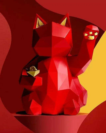 Chic Nordic Lucky Cat Statues - Modern Feng Shui Decor for Home and Office