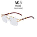 Retro Rimless Sunglasses with Wood Finish and UV Protection